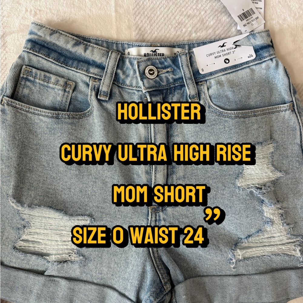 Hollister Curvy Ultra High Rise Mom Shorts - Light Blue